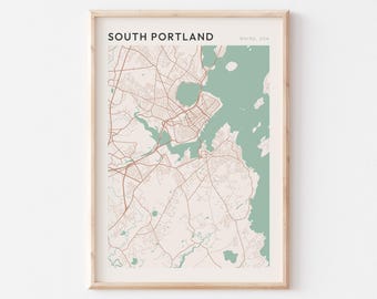 South Portland Map Poster, South Portland Print, South Portland Poster, South Portland Wall Art, Maine, Travel Gift, Scandi Poster