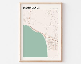 Pismo Beach Map Poster, Pismo Beach Print, Pismo Beach Poster, Pismo Beach Wall Art, California, Travel Gift, Minimalist Art