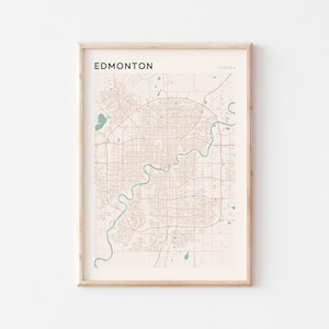 Affiche de carte d'Edmonton, art mural d'Edmonton, affiche d'Edmonton, art mural d'Edmonton, impression de carte d'Edmonton, Edmonton Canada, carte de l'Alberta