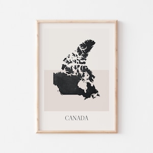 Póster de mapa de Canadá, impresión de Canadá, impresión de mapa de Canadá, arte de pared bohemio minimalista, impresión artística de Canadá para decoración del hogar o regalo