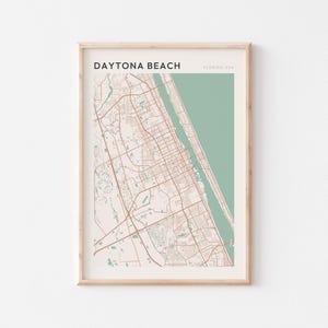 Daytona Beach-kaartposter, Daytona Beach-print, Daytona Beach-poster, Daytona Beach-kunst aan de muur, Daytona Beach-stadskaart, Florida, reiscadeau
