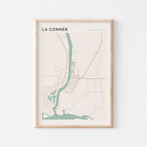 La Conner Karte Poster, La Conner Druck, La Conner Poster, La Conner Wandkunst, Washington, Reisegeschenk, minimalistischer Druck