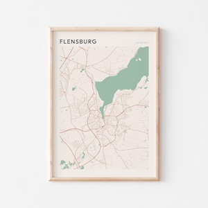 Affiche de carte de Flensbourg, impression de Flensbourg, affiche de Flensbourg, art mural Flensbourg, Allemagne, cadeau de voyage, art minimaliste