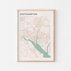Southampton Map Poster, Southampton Print, Southampton Poster, Southampton Wall Art, United Kingdom, Travel Gift, Farmhouse Wall Decor