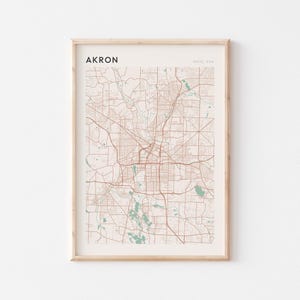 Akron Map Poster, Akron Print, Akron Poster, Akron Wall Art, Ohio, Travel Gift, Scandi Poster