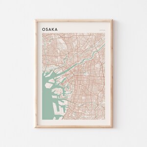 Osaka Map Poster, Osaka Print, Osaka Poster, Osaka Wall Art, Japan, Travel Gift, Minimalist Print