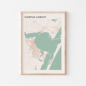 Affiche de carte de la Corpus Christi, impression de la Corpus Christi, affiche de la Corpus Christi, art mural de la Corpus Christi, Texas, cadeau de voyage, impression minimaliste