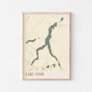 Kaart poster Comomeer, print Comomeer, poster Comomeer, Comomeer kunst aan de muur, Italië, reiscadeau, boho kunst aan de muur