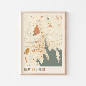New Bedford Map Poster, New Bedford Print, New Bedford Poster, New Bedford Wall Art, Massachusetts, Travel Gift, Boho Print