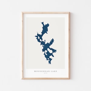 Lago Moosehead, Stampa del Lago Moosehead, Poster del Lago Moosehead, Arte del Lago Moosehead, Arte murale del Lago, Stampa della mappa del Lago, Regalo per casa sul lago, Maine