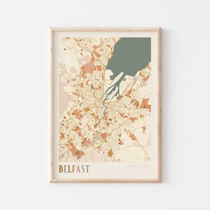 Belfast Map Poster, Belfast Poster, Belfast Wall Art, Belfast Print, Belfast Map Print, Belfast Travel, United Kingdom, Boho Wall Art