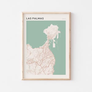 Affiche de carte de Las Palmas, impression de Las Palmas, affiche de Las Palmas, art mural de Las Palmas, Espagne, cadeau de voyage, impression minimaliste