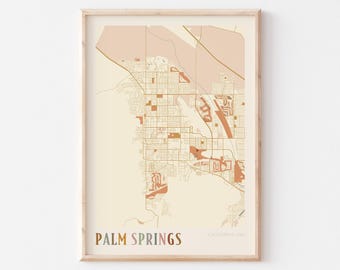 Palm Springs Map Poster, Palm Springs Print, Palm Springs Poster, Palm Springs Wall Art, California, Travel Gift, Boho Wall Art