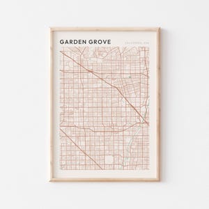 Garden Grove kaart poster, Garden Grove print, Garden Grove poster, Garden Grove Wall Art, Californië, reiscadeau, boerderij muur decor