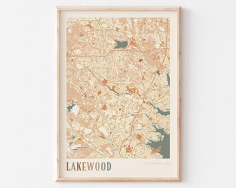 Lakewood Map Poster, Lakewood Print, Lakewood Poster, Lakewood Wall Art, New Jersey, Travel Gift, Boho Poster