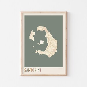 Santorini Karte Poster, Santorini Druck, Santorini Poster, Santorini Wandkunst, Griechenland, Reisegeschenk, Boho Dekor