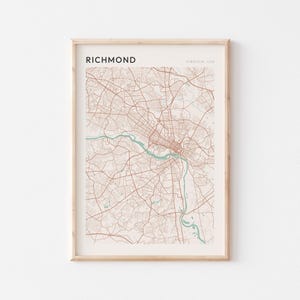 Richmond Map Poster, Richmond Print, Richmond Poster, Richmond Wall Art, Virginia, Travel Gift, Scandi Wall Art