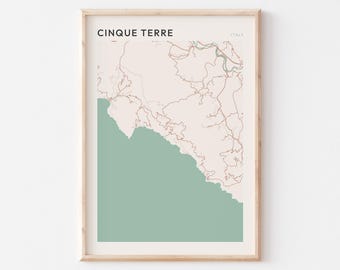 Cinque Terre Map Poster, Cinque Terre Print, Cinque Terre Poster, Cinque Terre Wall Art, Italy, Travel Gift, Scandi Poster