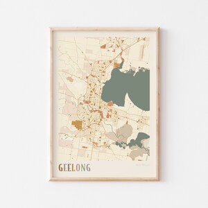 Affiche de carte de Geelong, art mural Geelong, carte de Geelong, affiche de Geelong, impression de Geelong, impression de Geelong, Geelong Australie, art mural bohème
