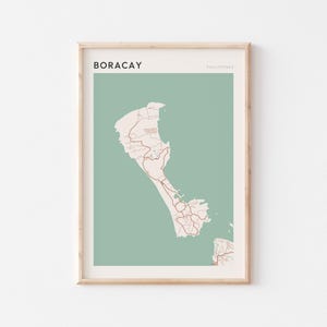 Affiche de carte de Boracay, impression de Boracay, affiche de Boracay, art mural de Boracay, Philippines, cadeau de voyage, affiche de Scandi