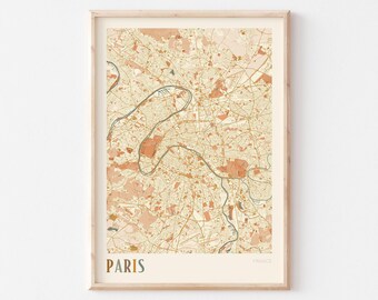Paris Map Poster, Paris Wall Art, Paris City Map, Paris, Paris Map Print, Paris  Travel, Paris Decor, Paris France, Boho Wall Art