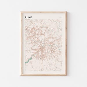 Pune Map Poster, Pune Print, Pune Poster, Pune Wall Art, India, Travel Gift, Scandi Print