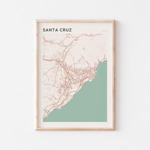 Santacruz Karte Poster, Santacruz Druck, Santacruz Plakat, Santacruz Wandkunst,Spanien, Reisegeschenk, Minimalistischer Druck