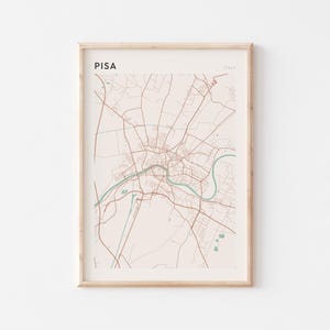 Pisa Map Poster, Pisa Print, Pisa Poster, Pisa Wall Art, Italy, Travel Gift, Scandi Poster
