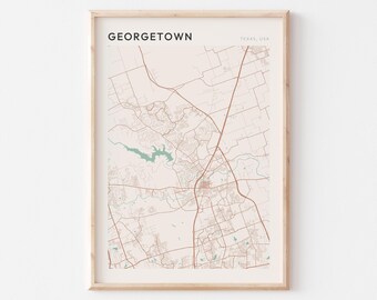 Georgetown Map Poster, Georgetown Print, Georgetown Poster, Georgetown Wall Art, Texas, Travel Gift, Minimalist Print