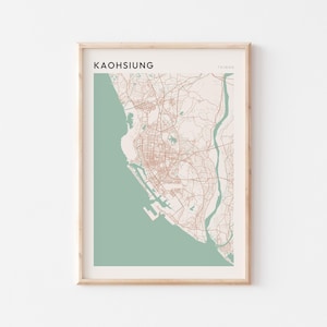 Affiche de carte de Kaohsiung, impression de Kaohsiung, affiche de Kaohsiung, art mural Kaohsiung, Taiwan, cadeau de voyage, impression minimaliste