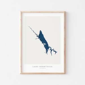 Lago Berryessa, Stampa Lago Berryessa, Poster Lago Berryessa, Arte Lago Berryessa, Arte murale Lago, Stampa mappa Lago, Regalo casa sul lago, California