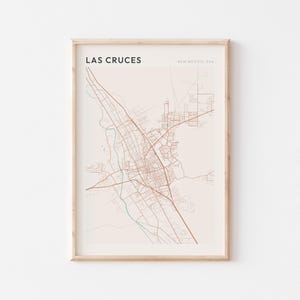 Affiche de carte de Las Cruces, impression de Las Cruces, affiche de Las Cruces, art mural Las Cruces, Nouveau-Mexique, cadeau de voyage, art mural minimaliste