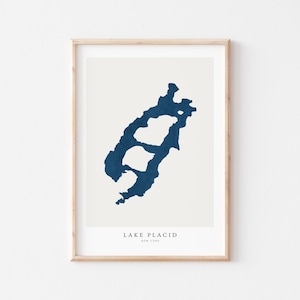 Lake Placid, Stampa di Lake Placid, Poster di Lake Placid, Arte di Lake Placid, Arte murale del lago, Stampa della mappa del lago, Stampa della casa sul lago, Arte del lago, New York