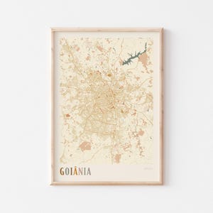 Cartel del mapa de Goiania, impresión de Goiania, cartel de Goiania, arte de la pared de Goiania, Brasil, regalo de viaje, decoración boho