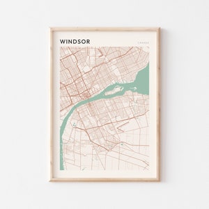 Affiche de carte de Windsor, art mural de Windsor, affiche de Windsor, impression d'art de Windsor, téléchargement numérique de Windsor, Windsor Ontario Canada, nautique
