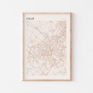 Lille Karte Poster, Lille Print, Lille Poster, Lille Wandkunst, Frankreich, Reisegeschenk, Scandi Poster