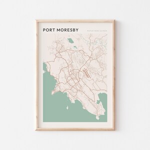 Affiche de carte de Port Moresby, art mural de Port Moresby, carte de Port Moresby, affiche de Port Moresby, impression de Port Moresby, Port Moresby Polynésie française