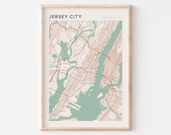 Jersey City Map Poster, Jersey City Print, Jersey City Poster, Jersey City Wall Art, New Jersey, Travel Gift, Minimalist Wall Art