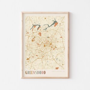 Greensboro Map Poster, Greensboro Print, Greensboro Poster, Greensboro Wall Art, North Carolina, Travel Gift, Boho Decor