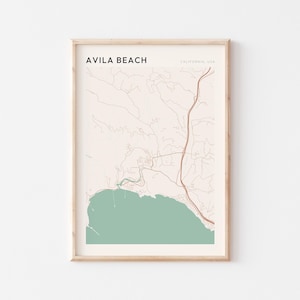 Avila Beach Map Poster, Avila Beach Print, Avila Beach Poster, Avila Beach Wall Art, California, Travel Gift, Minimalist Art