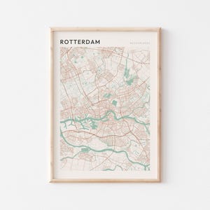 Poster carte de Rotterdam, impression Rotterdam, poster Rotterdam, art mural Rotterdam, Pays-Bas, cadeau de voyage, poster Scandi