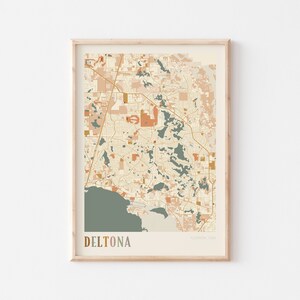Deltona-kaartposter, Deltona-print, Deltona-poster, Deltona-muurkunst, Deltona-stadskaart, Florida, reiscadeau, bohokunst aan de muur