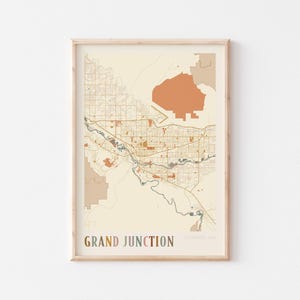 Affiche de carte de Grand Junction, impression de Grand Junction, affiche de Grand Junction, art mural Grand Junction, Colorado, cadeau de voyage, impression bohème
