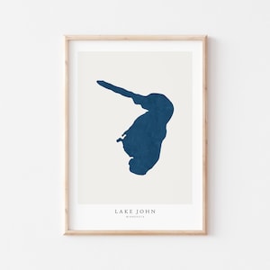 Lago John, Stampa del Lago John, Poster del Lago John, Arte del Lago John, Arte murale del Lago, Stampa della mappa del Lago, Regalo per la casa sul lago, Stampa del Lago, Arte del Lago, Minnesota