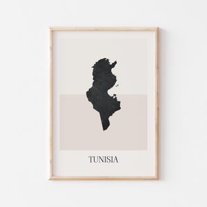 Póster de mapa de Túnez, impresión de Túnez, impresión de mapa de Túnez, arte de pared bohemio minimalista, impresión artística de Túnez para decoración del hogar o regalo