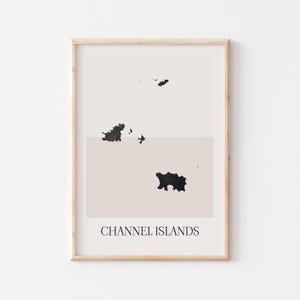 Kanalinseln Karte Poster, Kanalinseln Druck, Kanalinseln Karte Drucken minimalistische Boho Wandkunst, Kanalinseln Kunstdruck Dekor