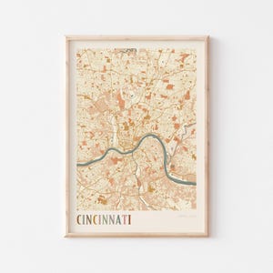 Cincinnati Map Poster, Cincinnati Print, Cincinnati Poster, Cincinnati Wall Art, Ohio, Travel Gift, Boho Decor