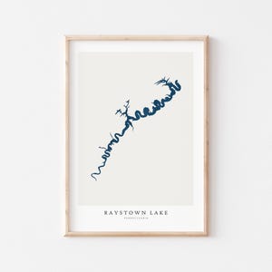 Raystown Lake, impression de Raystown Lake, affiche de Raystown Lake, art de Raystown Lake, art mural de lac, impression de carte de lac, impression d'art de lac, Pennsylvanie