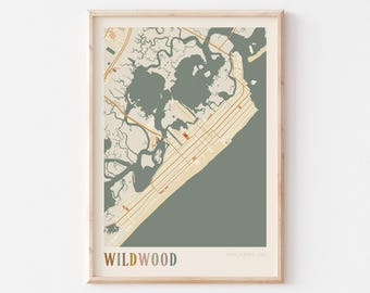 Wildwood Map Poster, Wildwood Print, Wildwood Poster, Wildwood Wall Art, New Jersey, Travel Gift, Boho Poster