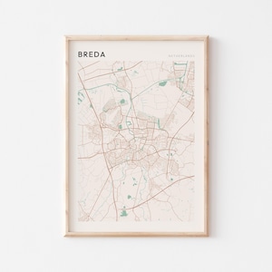 Affiche de carte de Breda, impression Breda, affiche Breda, art mural Breda, Pays-Bas, cadeau de voyage, affiche Scandi